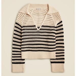 J.Crew Crochet Sailor Collar Sweater Striped Coastal Preppy Cotton Women's Small